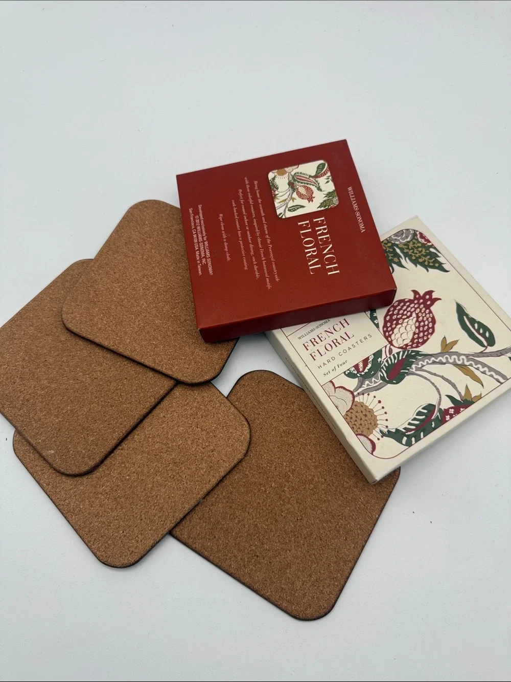 Williams Sonoma French Floral Hard Coasters Set of 4 2012 Original Box